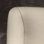 Creamy Ivory Upholstered Bed with Diamond-Quilted Detailing, Gilded Emblem & High-Gloss Natural Wood Veneer Trim